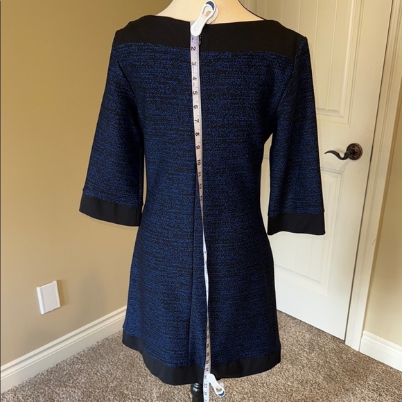 Le Chateau Blue and Black Sheath Mini Dress with Bateau Neckline - Picture 6 of 12